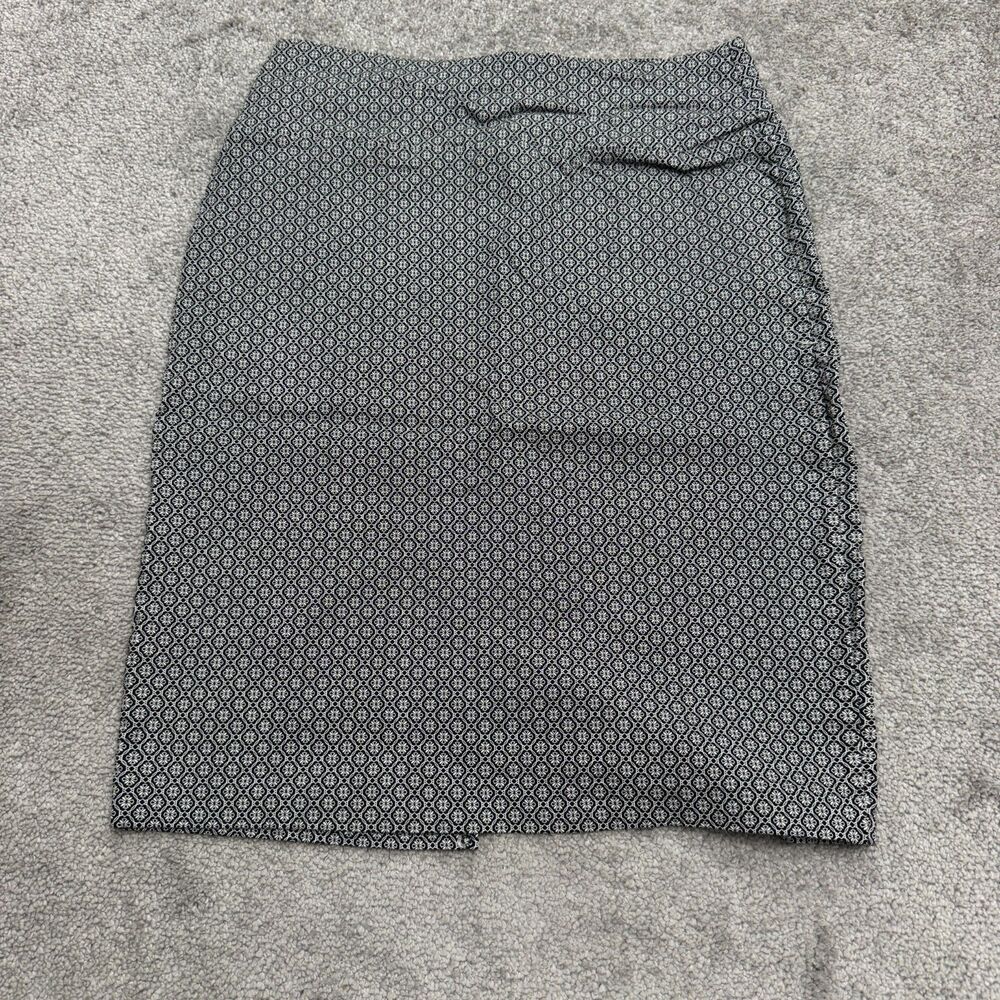 True Envy Geometric Medallion Pencil Knee Length Skirt Womens Large Black White